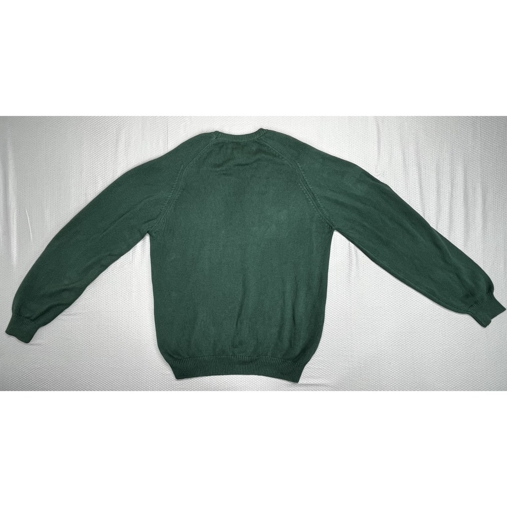 Vintage Lands' End Men's Large Green V-Neck 100% Cotton Sweater Made in USA - Picture 2 of 7